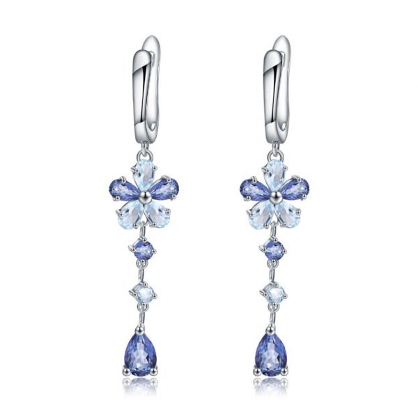 Mystic Blue Flower Drop Earrings